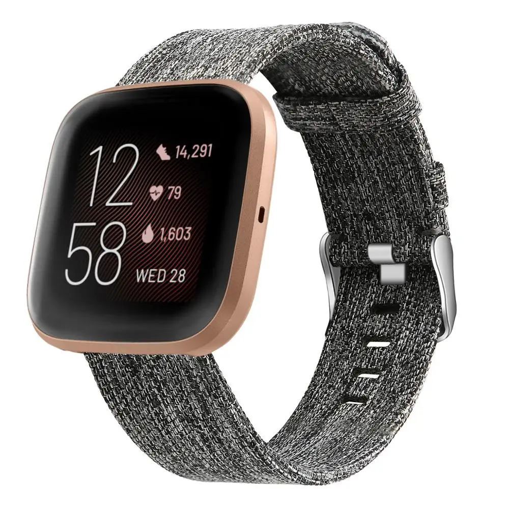 dark gray Холщовый нейлоновый ремешок для часов fitbit versa 2, умный ремешок для часов, большой маленький спортивный браслет, ремешок для fitbit versa lite/versa belt - Цвет: dark gray