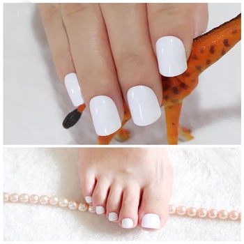 

White Acrylic Toenails Fake Girls Square Press On Nails For Foot Articficial Candy Macaron Color False nails and Toenails