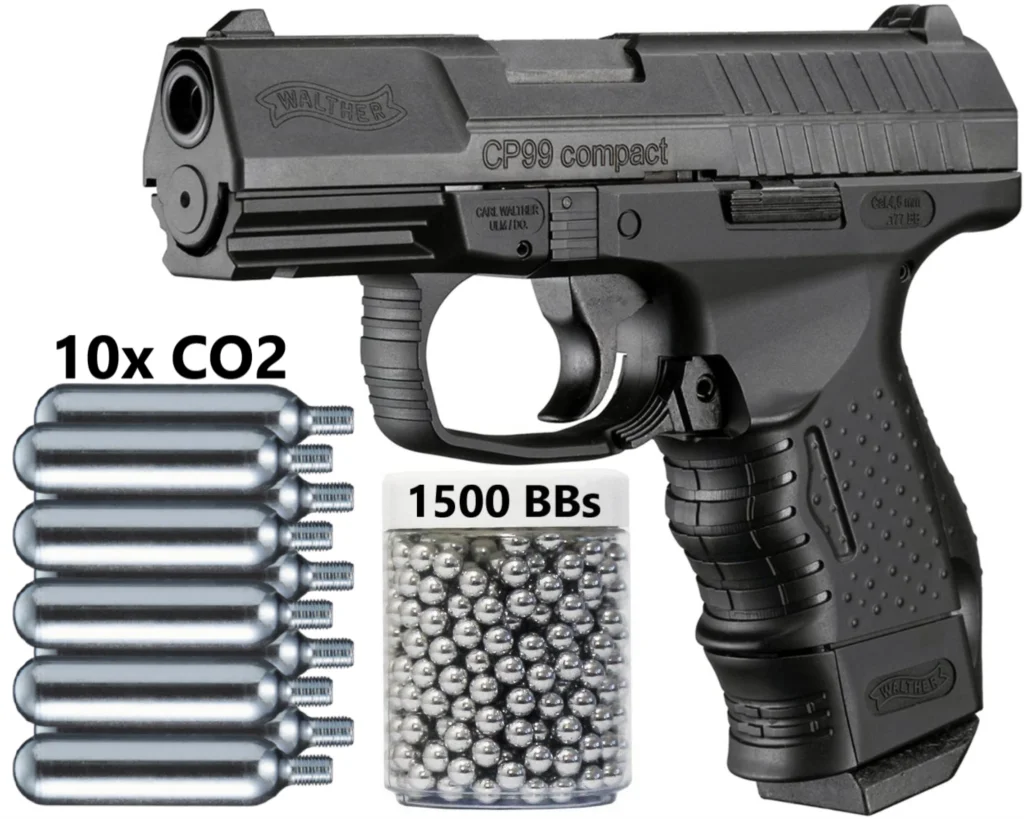 Маленький пистолет Walther CP99 компактный пневматический 10Co2 1500 мрамор фото
