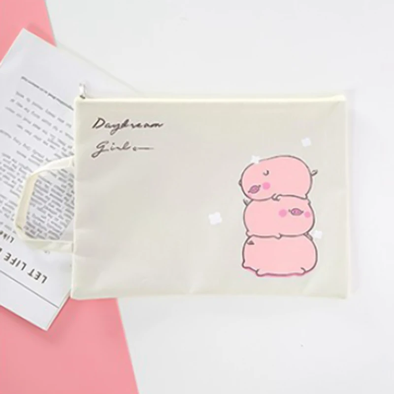 1 шт. A4 Сумка для документов Милая свинка папка сумка Kawaii большой емкости Ткань Оксфорд Высокое качество документы Папка Подарки для студентов - Цвет: LY