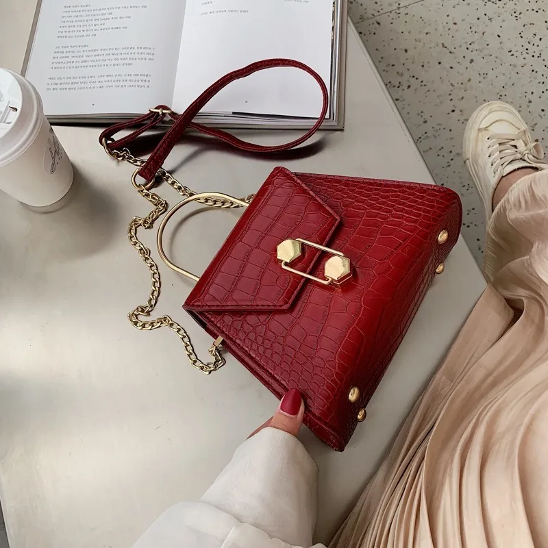  Stone Pattern PU Leather Crossbody Bags For Women 2019 Small Totes With Metal Handle Lady Shoulder  - 4000177840088