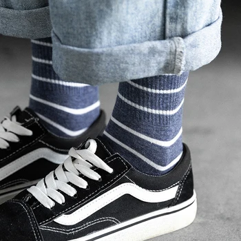 

New solid color striped men and women couple socks ins tide wild spring and summer net red section Japanese 6 pairs of socks