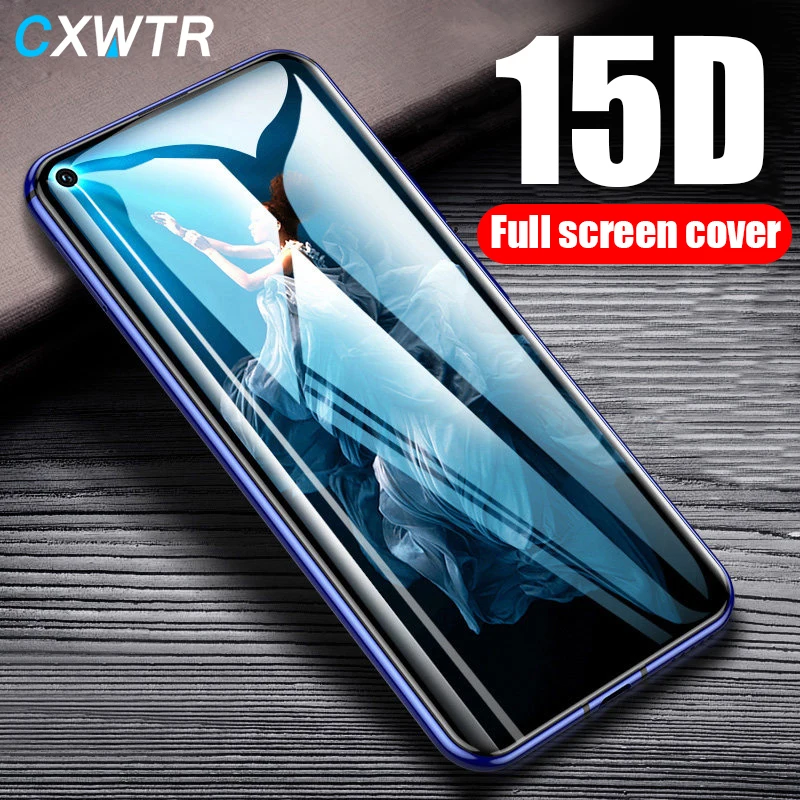 

15D Tempered Glass on For Huawei P10 P20 Lite P30 Pro Full Cover Screen Protector Film For Honor 20 Lite Pro Protective Glass