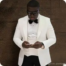 Смокинг с лацканами с острыми углами жениха Свадебный костюм из 3 предметов модный мужской деловой пиджак для выпускного блейзер(пиджак+ брюки+ галстук+ жилет