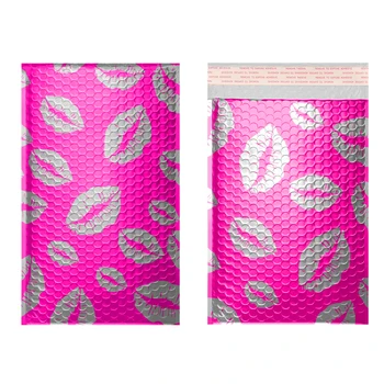

TONESPAC 140*210mm 50pcs Lips Kiss Poly Bubble Mailer Padded Shipping Envelopes Bag Self Seal Waterproof Packaging Hot pink