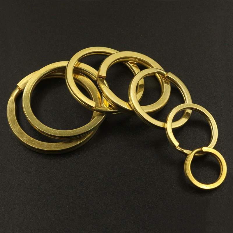 Solid Brass Split Rings Double Loop Keyring 15-38mm bag hook Connector Keychain Keys Holder DIY Leather Craft hardware