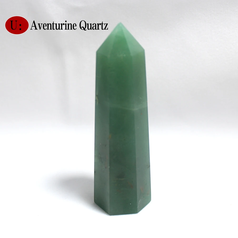 Aventurine Quartz 85-90 мм камень точка башня Wicca целебный Кристалл шестиугольник природные минералы волшебная палочка домашний декор Свадьба аметист розовый кварц - Цвет: Aventurine Quartz