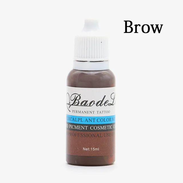 brown eye Постоянный макияж с микроволокном пигмента 15 мл Цвет стойкость палитра теней для профессионального Контурный карандаш для губ микро, набор чернил для татуажа, перманентные пигменты - Цвет: brown eye