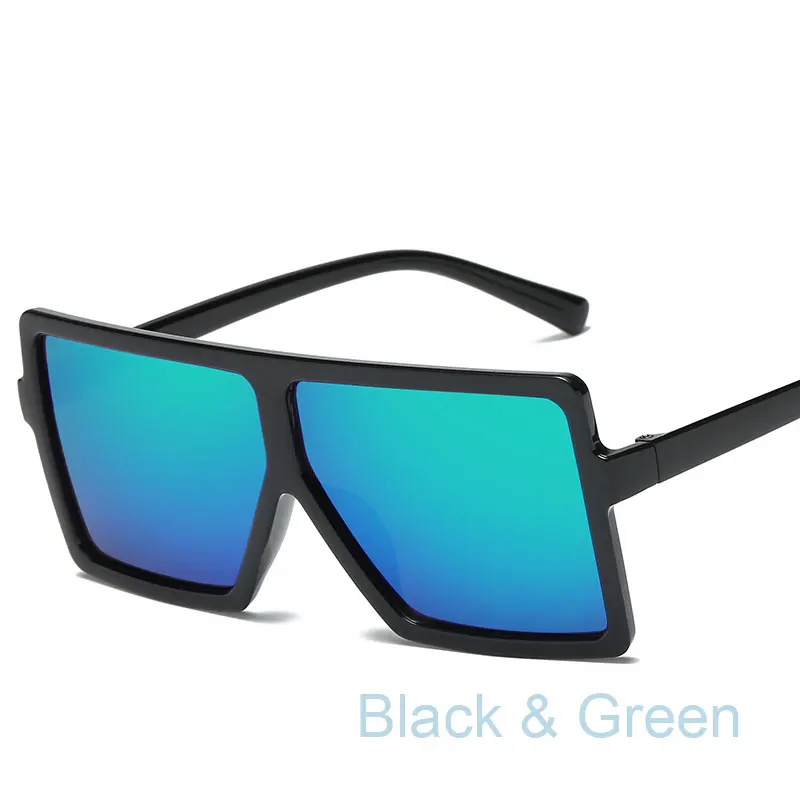 Женские квадратные солнцезащитные очки большого размера в винтажном стиле ретро большие солнцезащитные очки для дизайна бренда - Цвет линз: BLACK GREEN