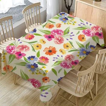 

Color Flower Cotton Tablecloth Linen, Coffee Table, Table Cloth Polyester / Cotton Rectangle Waterproof Floral Modern Minimalist