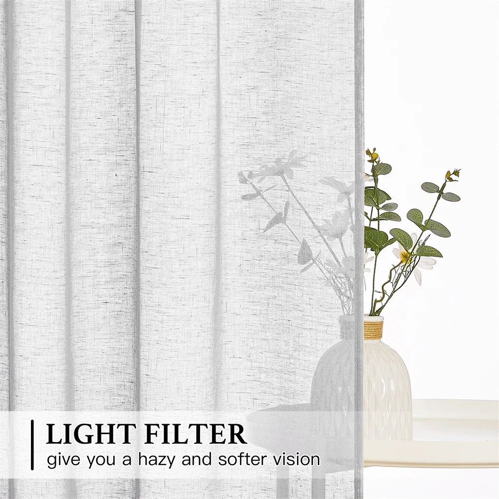 NICETOWN 1PC Tie Up Shade Rod Pocket Sheer Curtain Modern Solid European and American Style for Kitchen Small Window