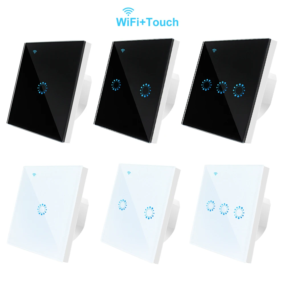 

New On/Off Smart WiFi Touch Light Switch With app Alexa / Google Home/FTTT Remote Control 1/2/3 Gang l Wall Power Switch D4