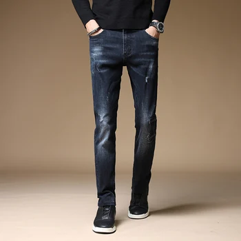 

2019 New Mens Fashion Blue Jeans Men Casual Slim Stretch Jeans Classic Denim Pants Trousers Size 28-36 High Quality