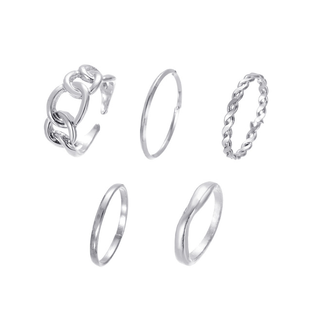 Metal Geometry Circular Punk Rings Set Opening Index Finger Accessories Buckle Joint Tail Ring for Women Jewelry Gifts
