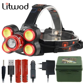 

Led Headlamp 18650 Battery Headlight Zoom Waterproof Head Flashlight Lamp Torch XM-L T6 Bulbs USB Rechargerable Litwod 20w 60°