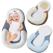 Portable Baby Bed Head Support Lounger Pillow Sleeper Mattress Baby Sleep Head Positioning Cushion for Infant Toddler