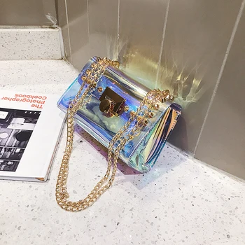 

luxury bag rivet Mini Summer laser square chain women's Shoulder Messenger Bag bolsa feminina bags for women 2020 sac main femme