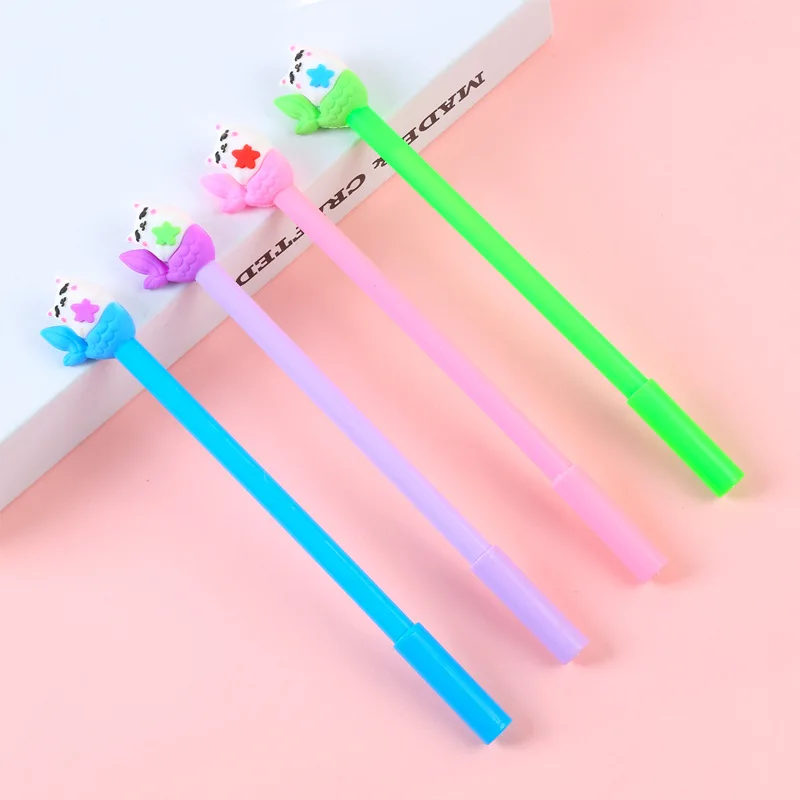 

50PCS Creative Stationery Cartoon Mermaid Gel Pen Lovely Imitation Fish Tail Learning Stationery Needle Pipe Water Pen