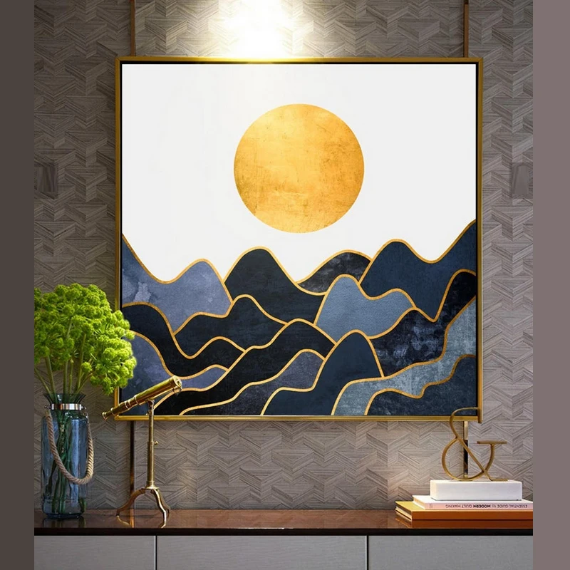 

Sunrise Peak Nordic Abstract Decorative Painting Modern Hotel Dining room, Den Bedroom Bedside Vestibule Hand Painting