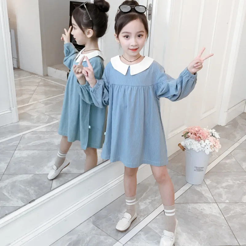 Рождественская одежда; Одежда для девочек с длинными рукавами; милое платье для девочек; праздничное платье принцессы в полоску с принтом для маленьких девочек