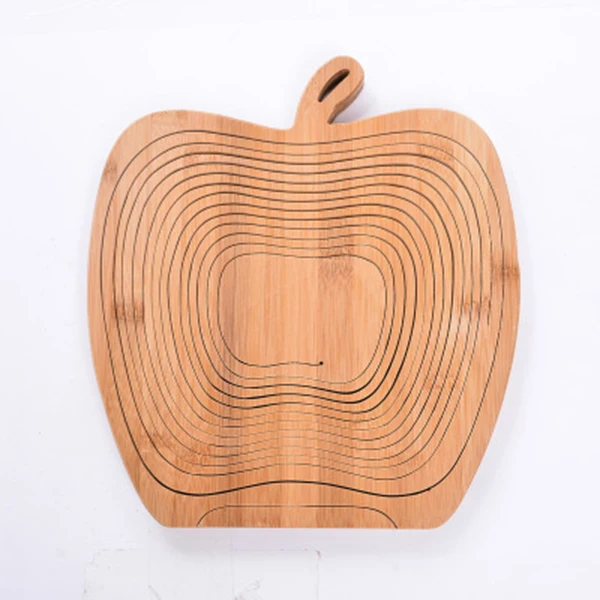

Novelty Foldable Basket Apple Shaped Bamboo Foldable Fruit Vegetable Basket Kids Toys Desktop Organizer Kitchen Container Box