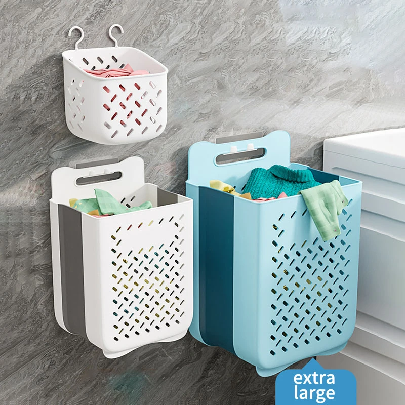 Foldable Laundry Basket Laundry Hamper Clothes Organizer Wall Hanging  Storage Baskets Household Items Organization Bathroom