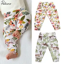 Pudcoco/милые повседневные штаны с цветочным принтом для новорожденных мальчиков и девочек, эластичный пояс с принтом для детей от 0 до 24 месяцев