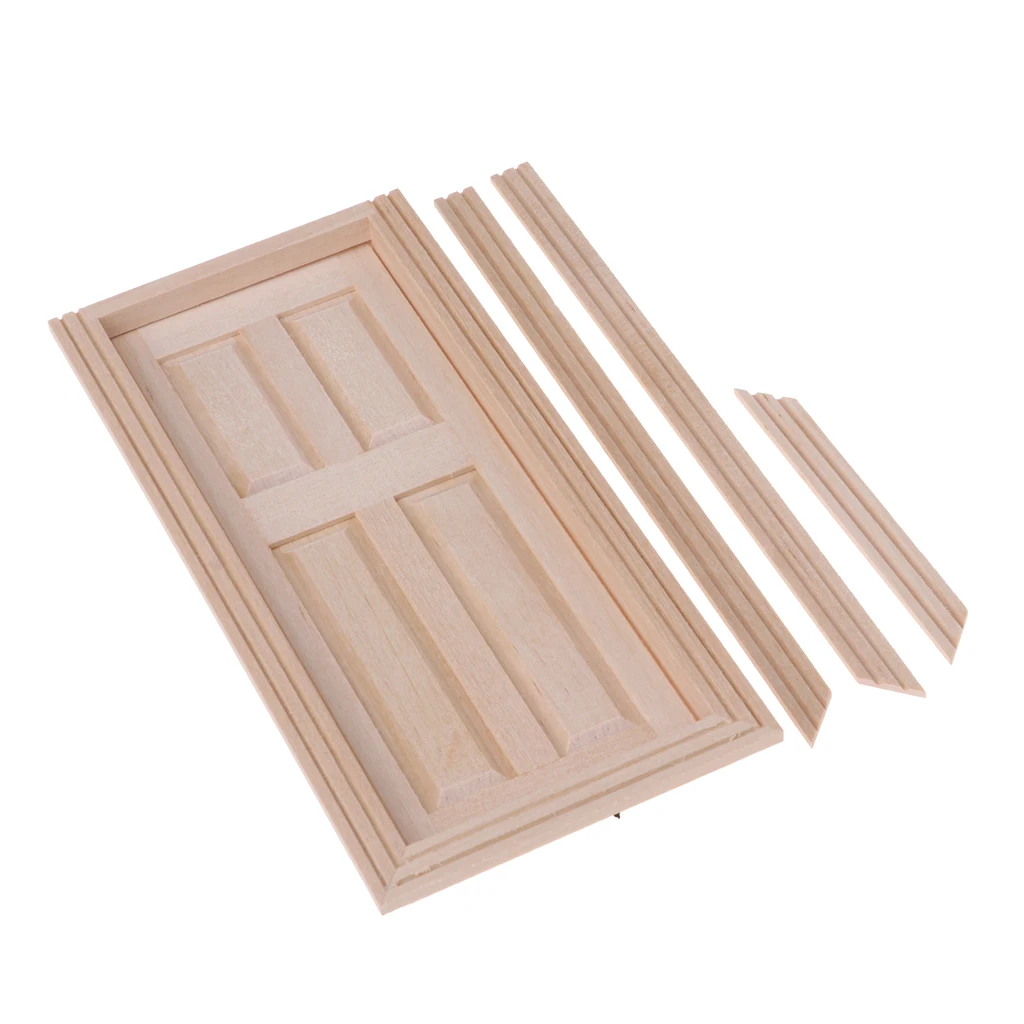 Wooden Unpainted 4-Panel Door Frame Kit, for 1/12 Dollhouse Miniature Furniture, Dolls House Furnishings Toy Wooden Unpainted 4-Panel Door Frame Kit, for 1/12 Dollhouse Miniature Furniture, Dolls House Furnishings Toy