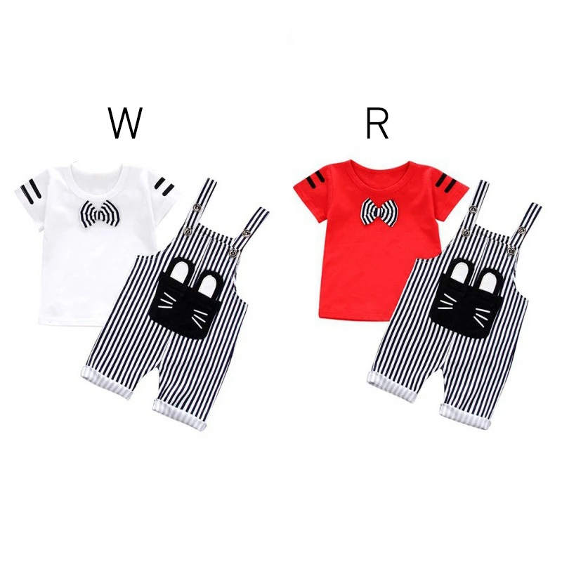 

Summer Casual Baby Boy Clothes Set Cute Bib Pant Short Sleeve And Suspender Trousers Kit Kids Outfit Set