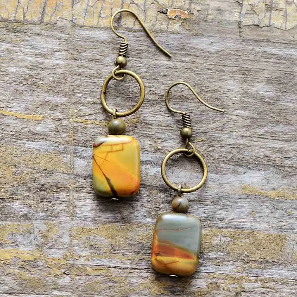 Womens Earrings Vintage Natural Stone Boho Dangle Earrings Designer Bohemian European Ethnic Jewelry Dropshipping