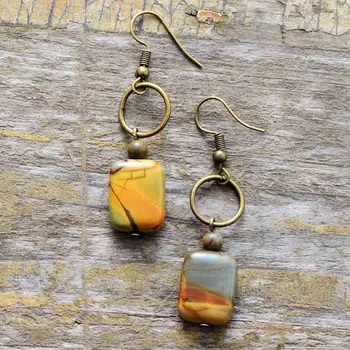 Womens Earrings Vintage Natural Stone Boho Dangle Earrings Designer Bohemian European Ethnic Jewelry Dropshipping