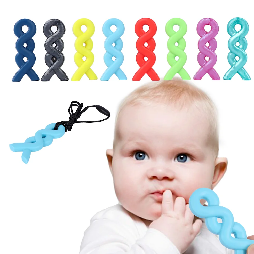 Colorful Pendant Necklace Teething Silicone Chew Pacifier Autism Sensory ToyChic 