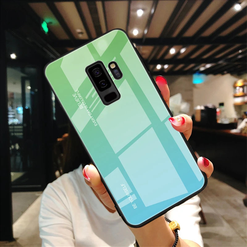 Для samsung чехол градиент закаленное Стекло чехол для samsung Galaxy S10 S9 Plus E A70 A50 A40 S8 j8 j6 note 8 9 M10 m 20-30