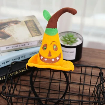 

2019 New Arrival Funny Pumpkin Witch Hat Hairband Headpiece Cartoon Children Halloween Party Decorations Costume Accessories