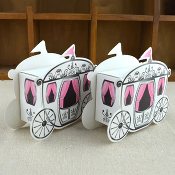 

50Pcs Candy Gift Box Miniature Paper Pumpkin Carriage For Princess Wedding Party Guests Present Cinderella Package Europe Style