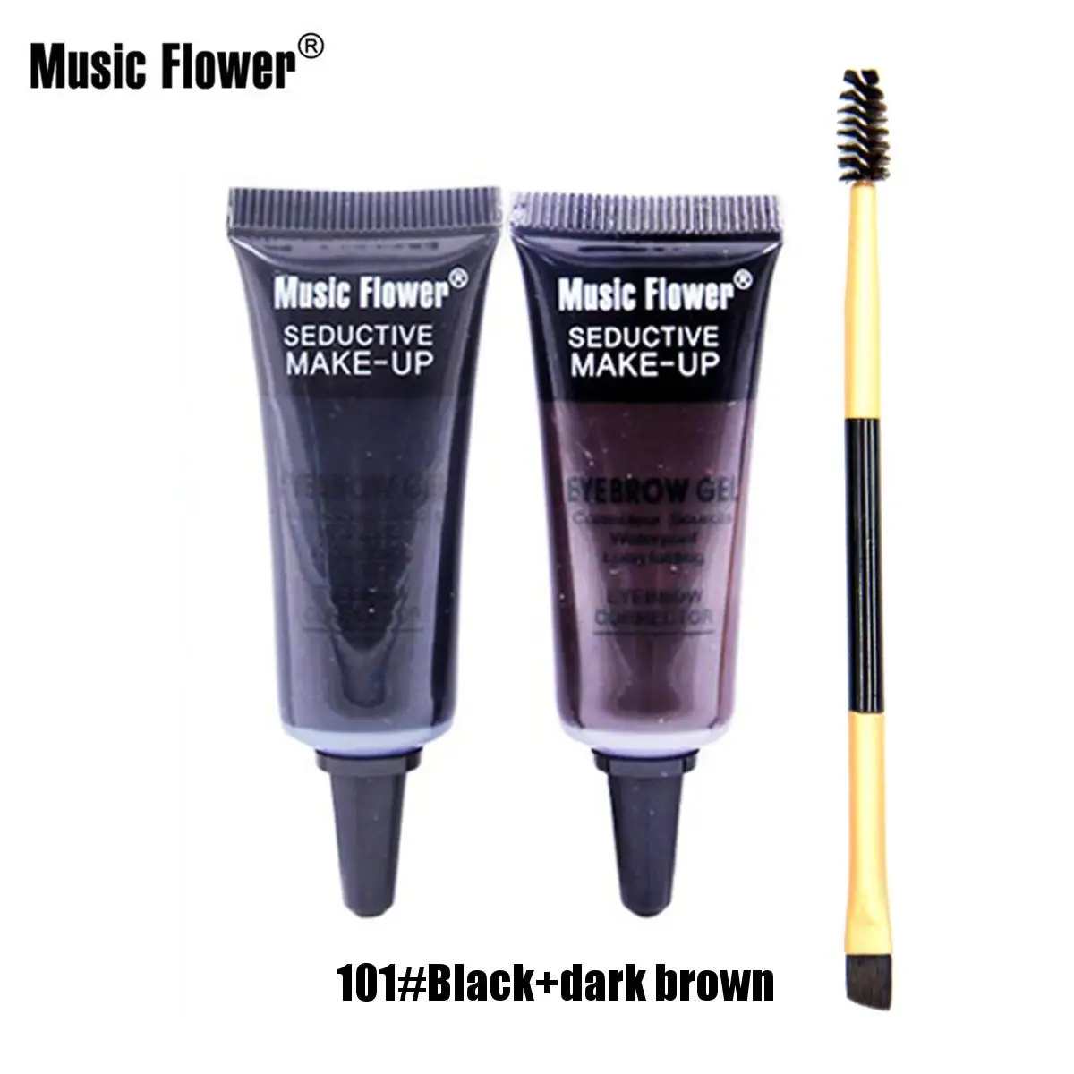 Music Flower, 2 цвета, усилители для бровей, соблазнительные, водостойкие, для бровей, гель с двойным концом, кисть, Длительное Действие, макияж для глаз, набор - Цвет: 1