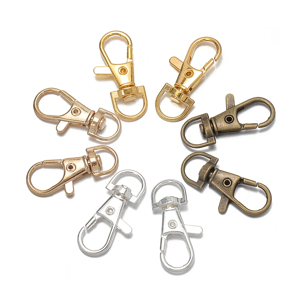 

10pcs Fashion Swivel Eye Hooks Lobster Clasp Trigger Split Rings Keychains Accessory DIY Jewelry Making Materials
