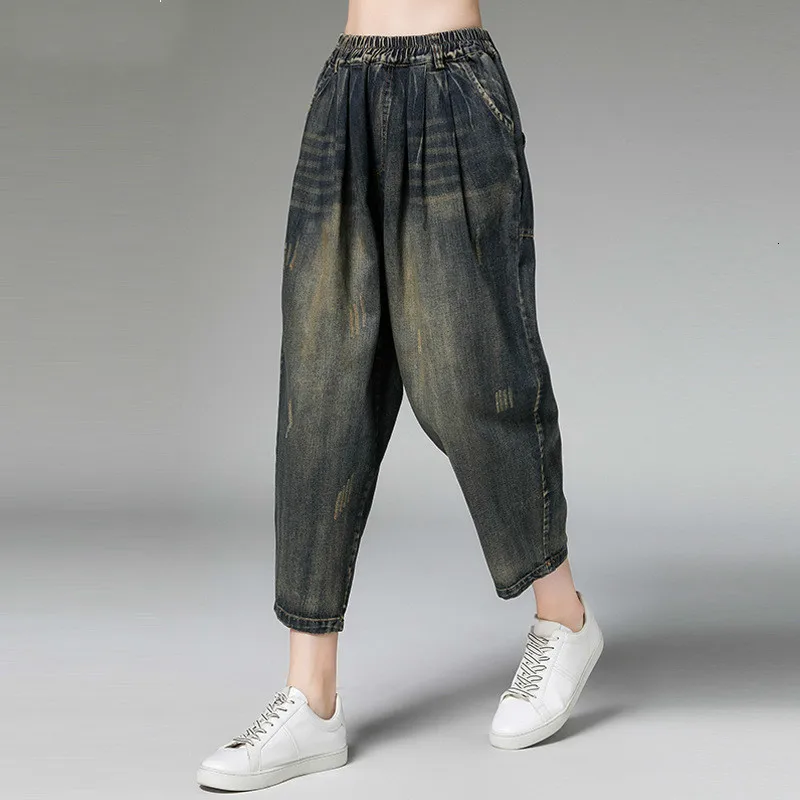 

[LANMREM] 2019 Autumn And Winter New Products Fashion Loose Nostalgic Slim High Waist Harlan Nine Jeans Women PA164
