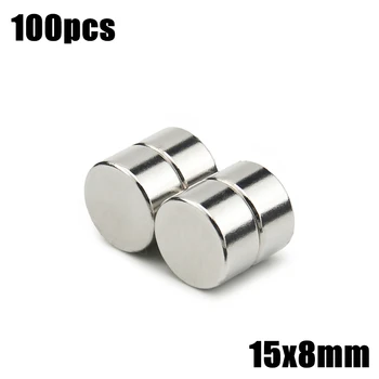 

100pcs 15x8mm Super Powerful Strong Bulk Small Round NdFeB Neodymium Disc Magnets Dia 15mm x 8mm N35 Rare Earth NdFeB Magnet