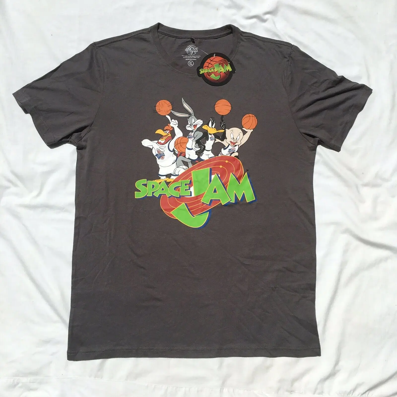 Новый Космический Джем фильм Looney ttes Баскетбол Мужская футболка Xl серый Багз