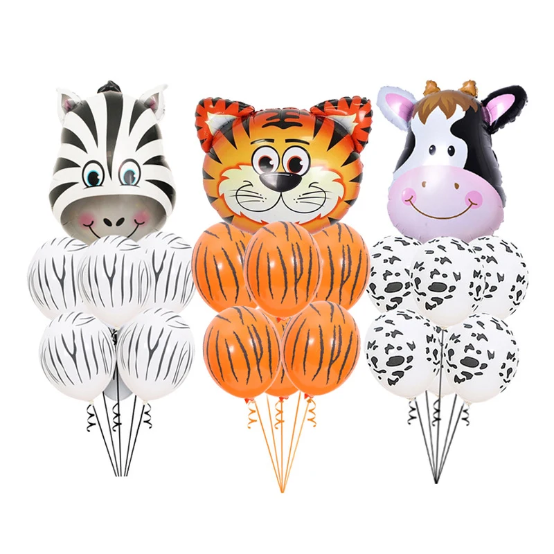 

12 Inch Cartoon Animals Balloons Set Birthday Party Decorations Kids Inflatable Ball Safari Party Globos Helium Balloon