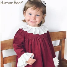 Humor Bear/детская одежда; весенне-летние платья для девочек; модные кружевные вечерние платья принцессы для девочек с кукольным воротником и пышными рукавами