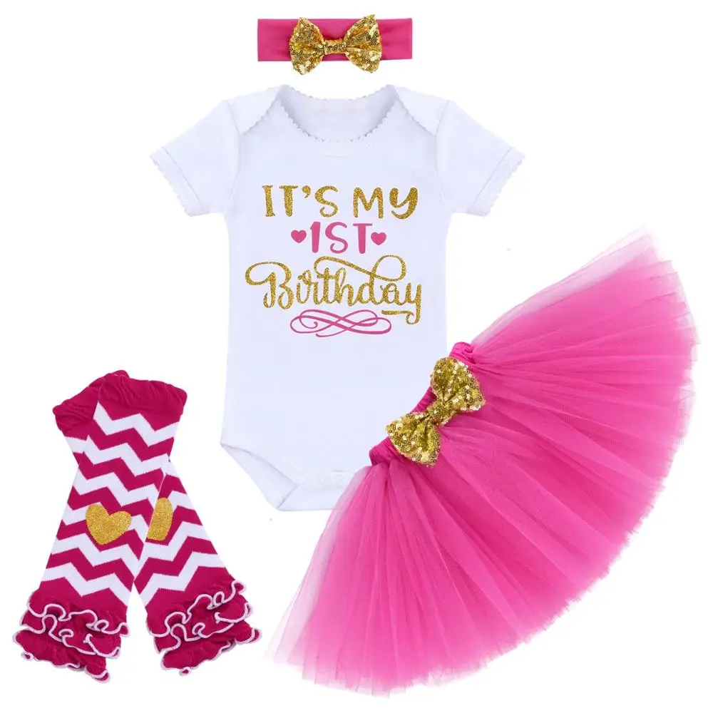 Hot Pink 1 Year Одежда для маленьких девочек; праздничная одежда принцессы для маленьких девочек на День рождения; Детский комбинезон; одежда для маленьких девочек; одежда для малышей; комплекты одежды для девочек - Цвет: Hot Pink 1 Year