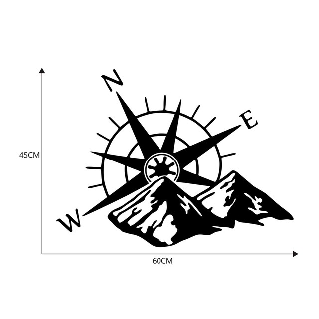 Car Hood Sticker Compass Mountains Sticker Large Decal Camper Van PVC Motorhome Wall Art Vinyl Car Exterior Accessory