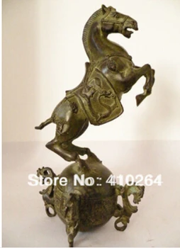 

free shipping Horse Standing On The Ball Censer Statue Sculpture