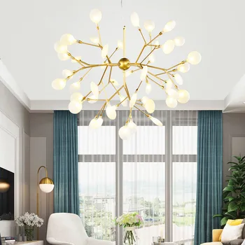 

27/36/45/63 LED Chandelier Luxury Tree Leaf Pendant Lamp Deco Chandeliers Creative Art Designer Warm White Modern Gold LED Bulbs