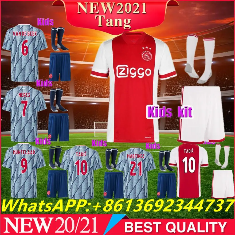 

2020-2021 New Season Ajaxes Home Away Kids Sets soccer jersey PROMES ALVAREZ VAN DE BEEK TADIC ZIYECH FOOTBALL Child Kit Shirts