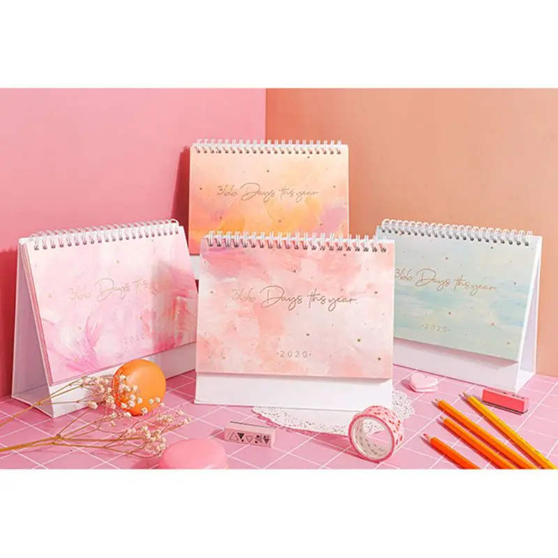 

2020 Star Desktop Standing Coil Paper Calendar Memo Daily Schedule Table Planner Desktop Calendar