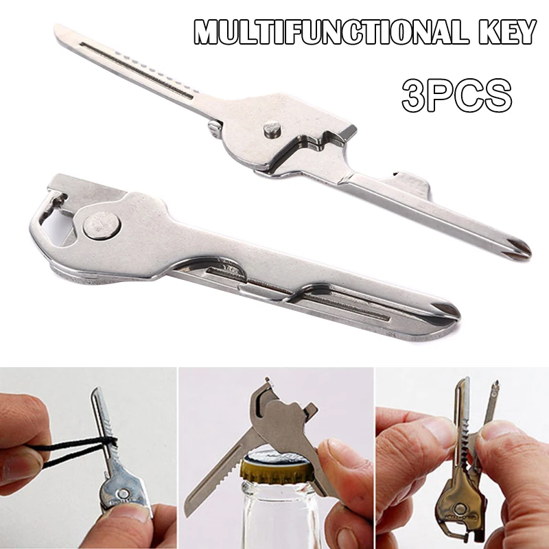 

Hot 3PCS 6 in 1 Multifunctional Key Keychain Keyring Multi Tool Stainless Steel Screwdriver Opener MVI-ing
