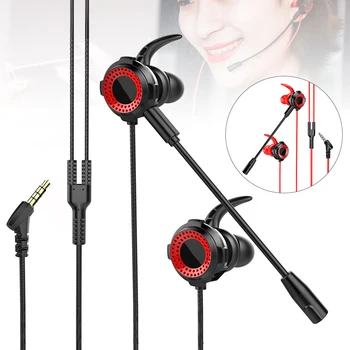 

Gaming Wired Earphone Dynamic Noise Reduction In-Ear Wired Call Earphones Gaming Computer Earpiece With Dual Mic For PC Gamer